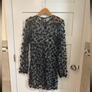 Stine Goya Sheer Floral Appliqué Dress S